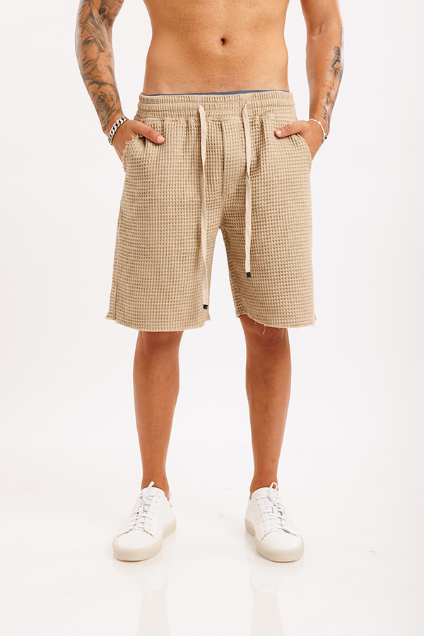 WAFFLE SHORTS -  CREME