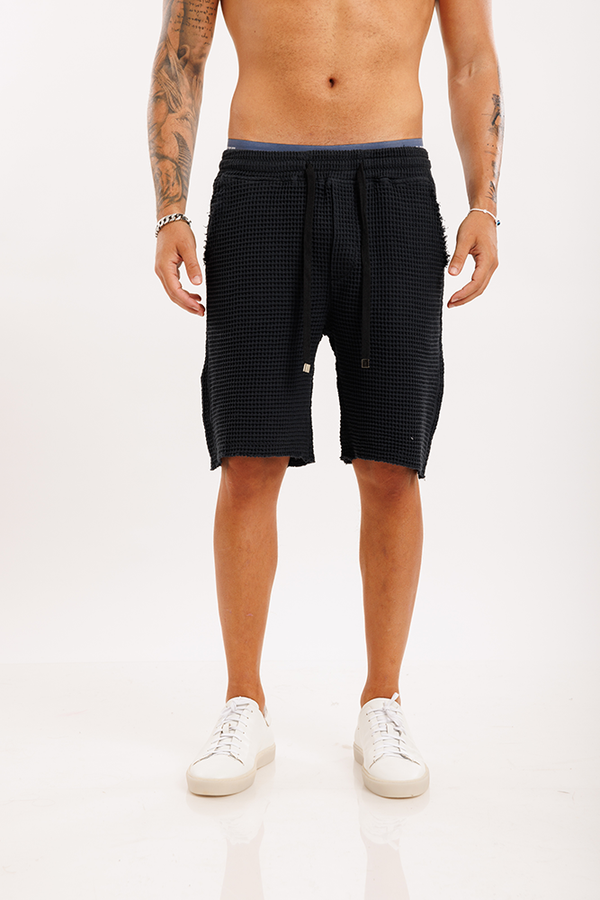 WAFFLE SHORTS - BLACK