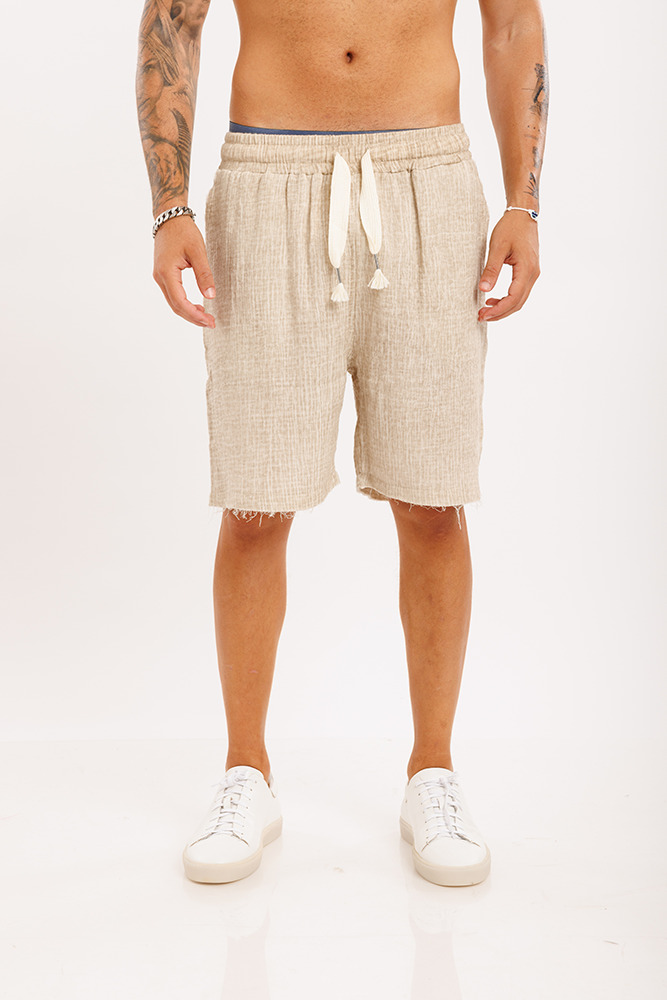 TETRA WASHED SHORTS - LIGHT BROWN