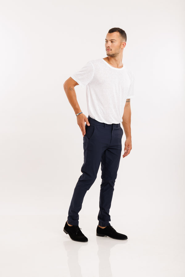 SLIM FIT SUIT TROUSERS - Navy